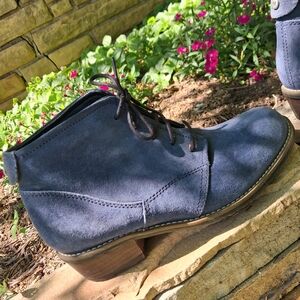 Wolky Navy Suede Lace-Up Ankle Booties